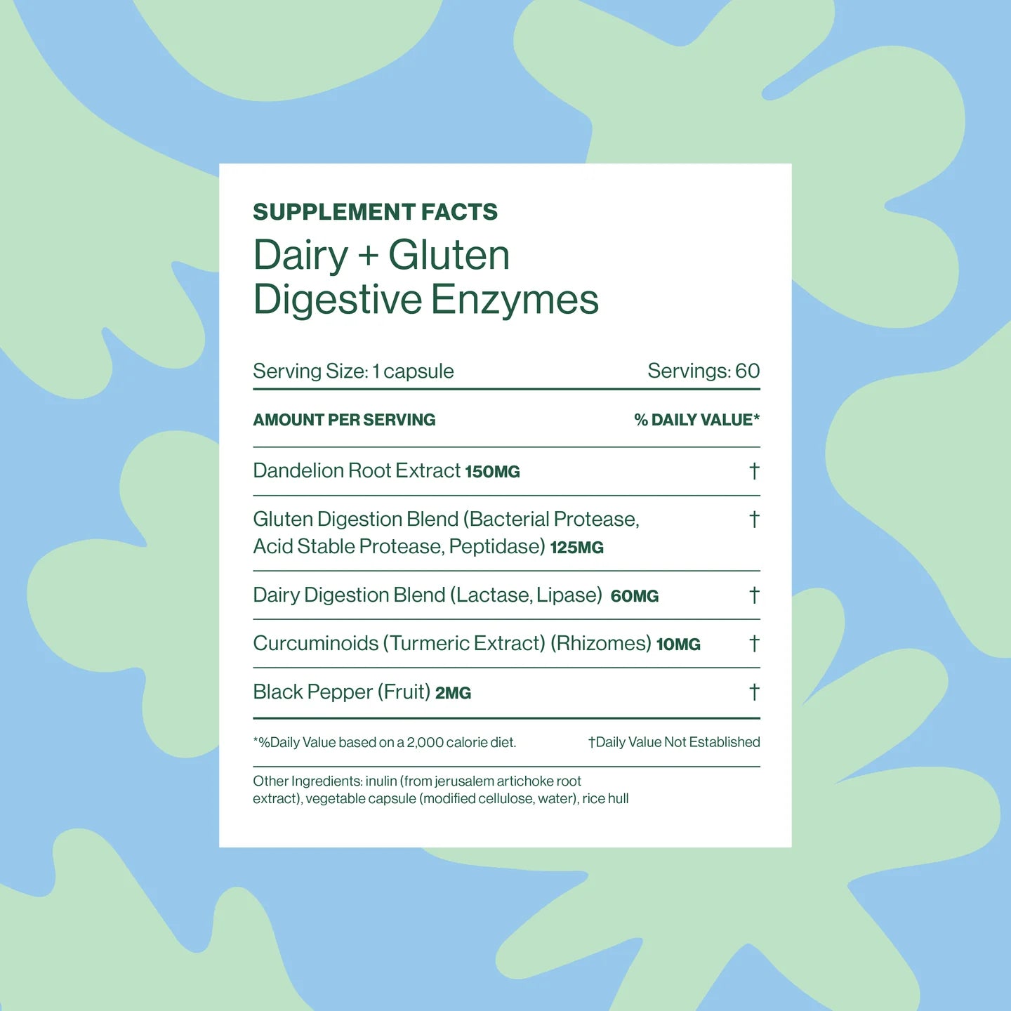 All Natural Dairy + Gluten Digestive Enzymes - Drug-Free, Clean Label