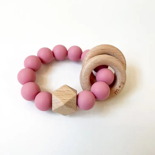 Wooden Geo Teether - Silicone and Beech Wood