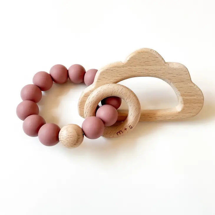 Wooden Cloud Teether - Silicone and Beech Wood