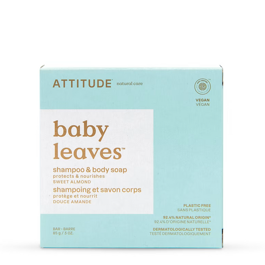 EWG Verified Baby Shampoo & Body Soap Bar - Sweet Almond - Attitude