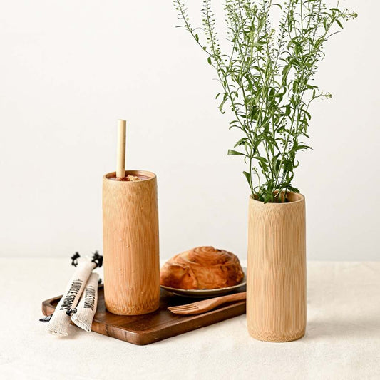 Natural Bamboo Tumbler with Bamboo Straw